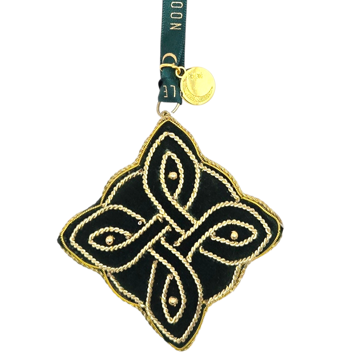 Celtic Cross Velvet Beaded Christmas Decoration 