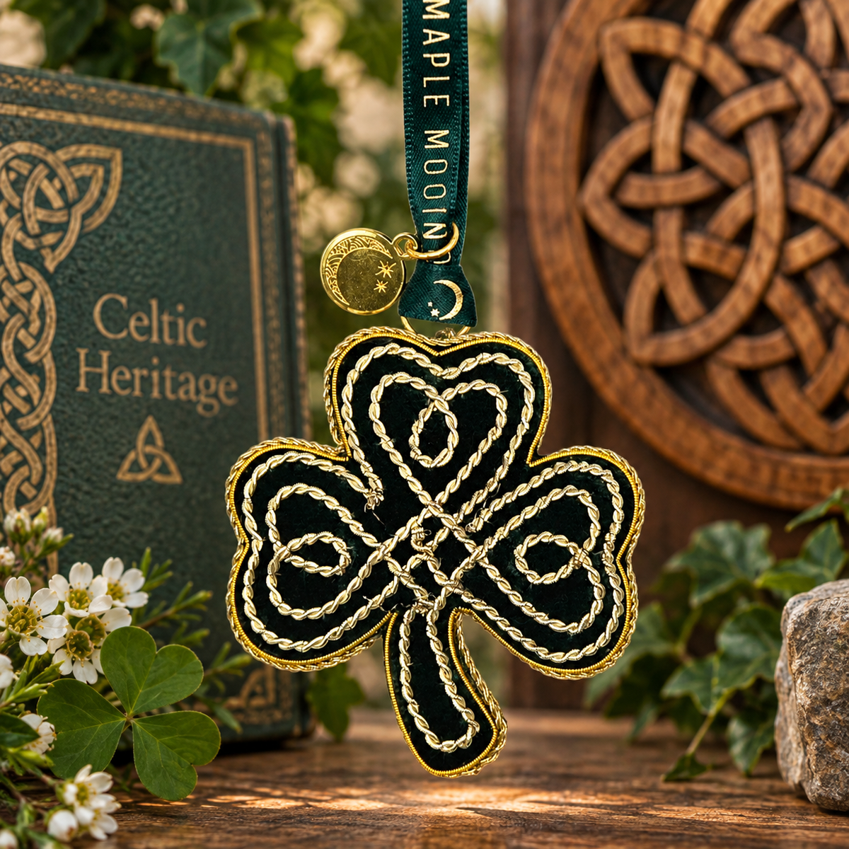 Shamrock Velvet Beaded Christmas Decoration