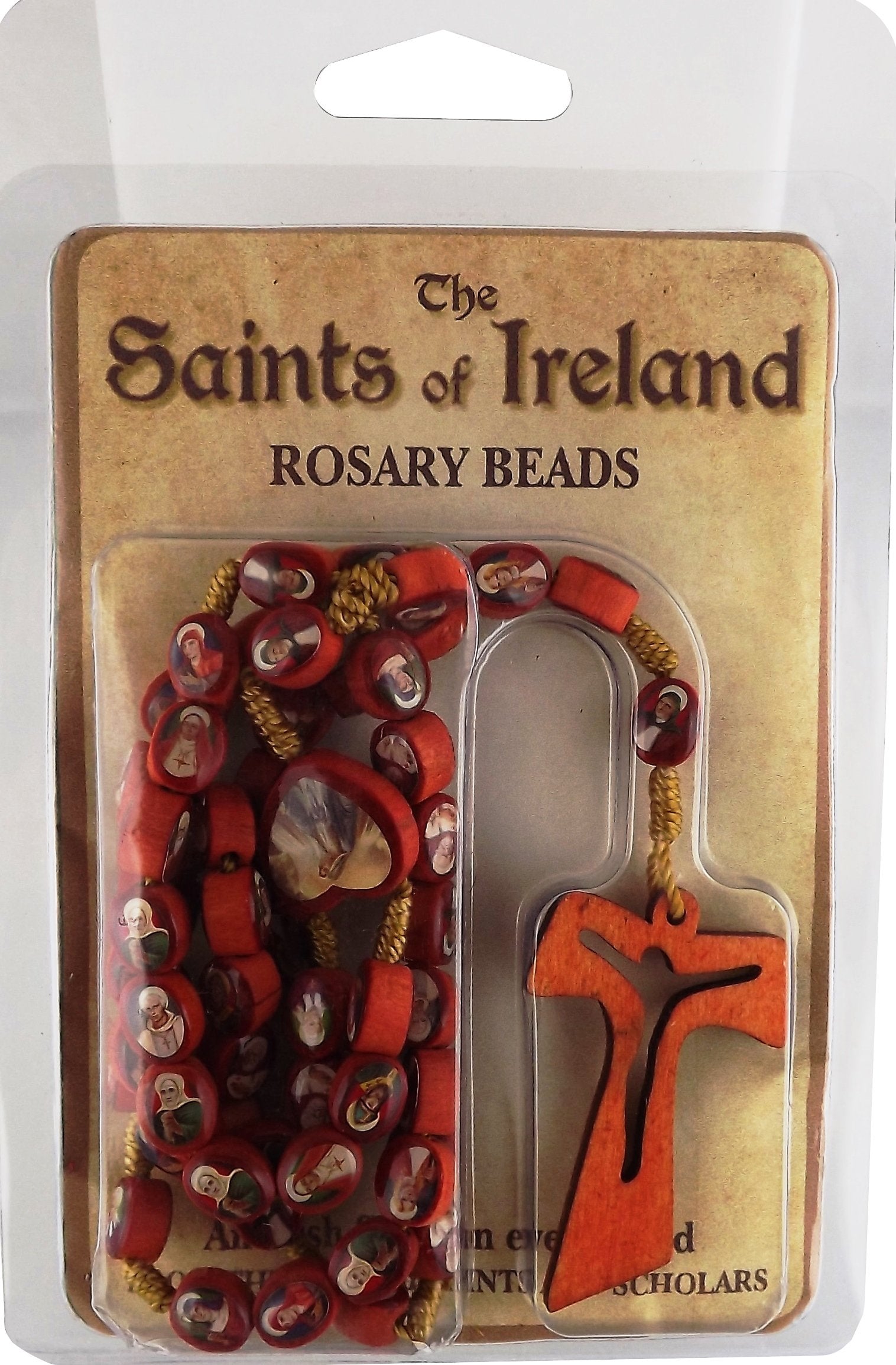 Saints Of Ireland Wooden Rosary Beads 