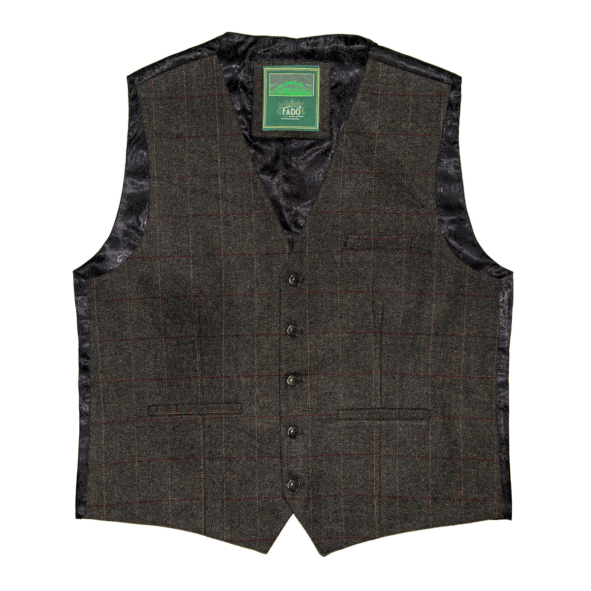 Men's Heritage Herringbone Tweed Grey Waistcoat