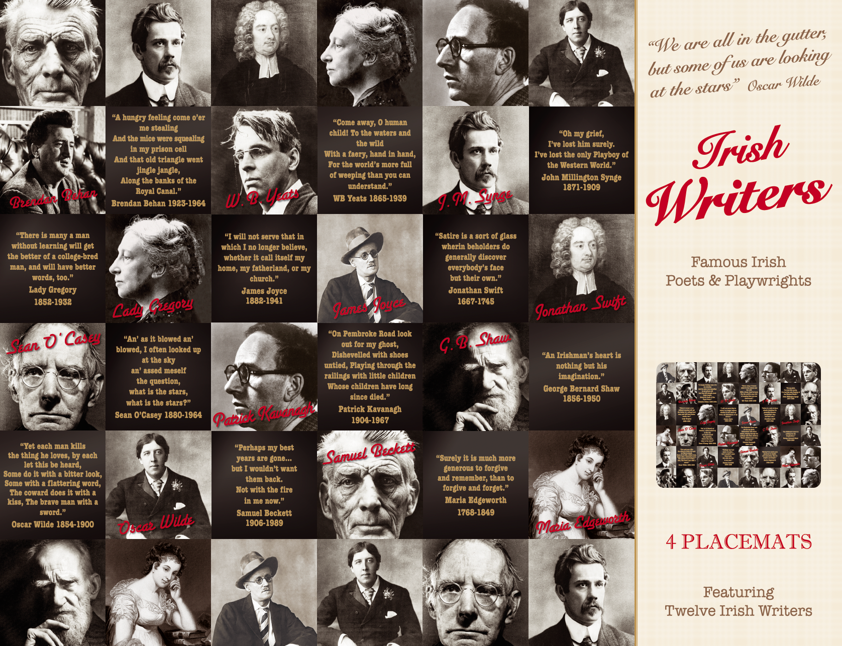 Irish Writers Image Table Placemats