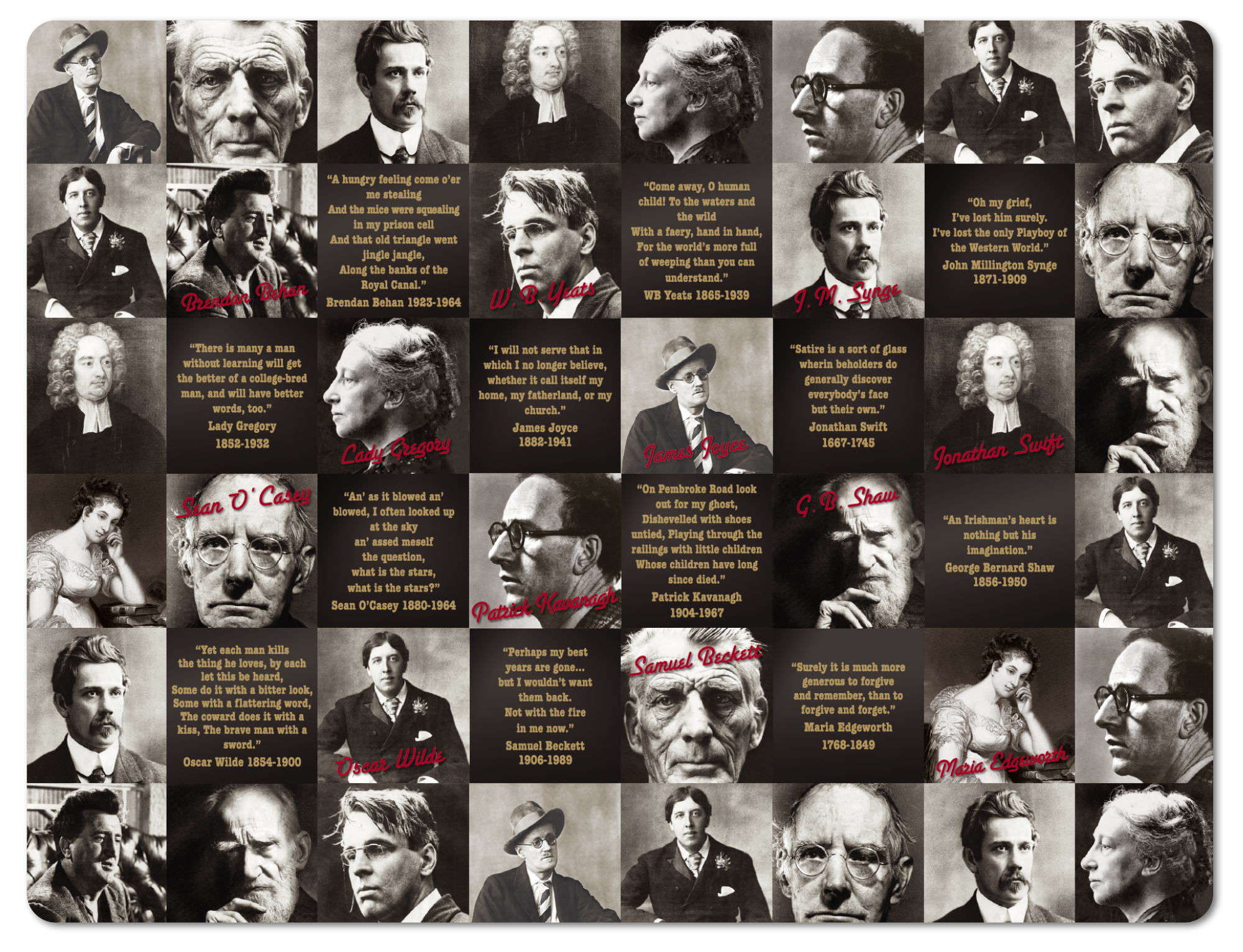 Irish Writers Image Table Placemats 