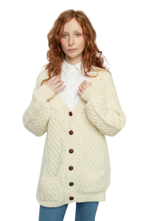 Ladies Aran Boyfriend Cardigan