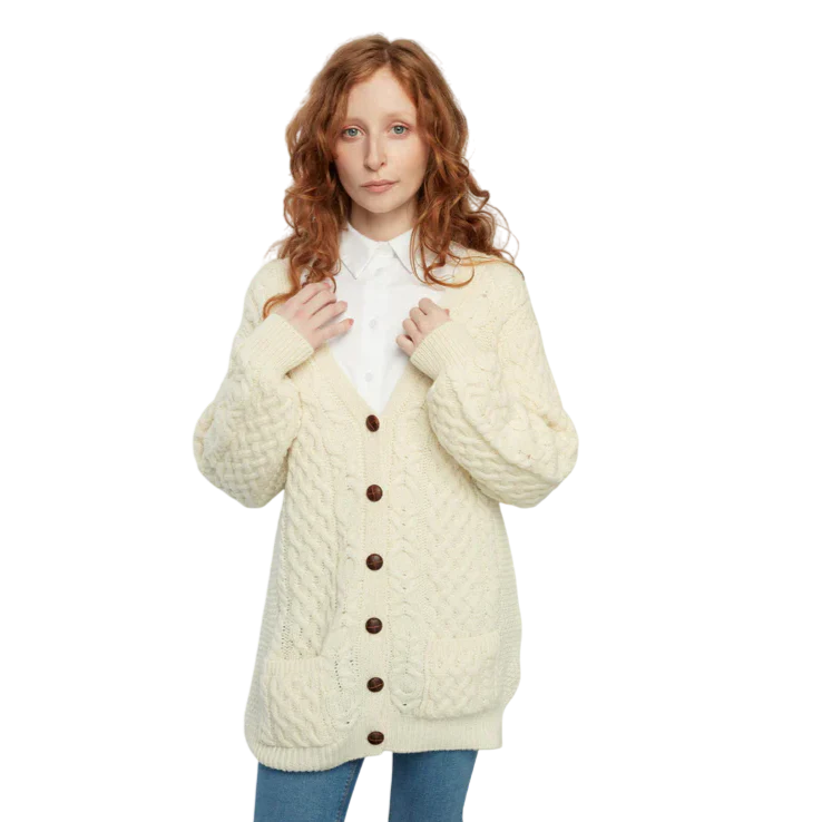 Ladies Aran Boyfriend Cardigan