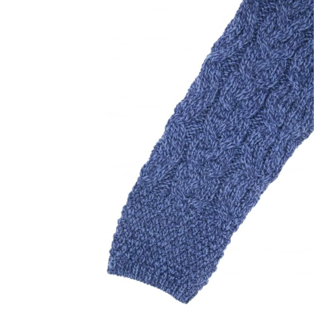 Ladies Aran Short Edge To Edge Mallard Blue Cardigan