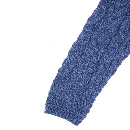 Ladies Aran Short Edge To Edge Mallard Blue Cardigan