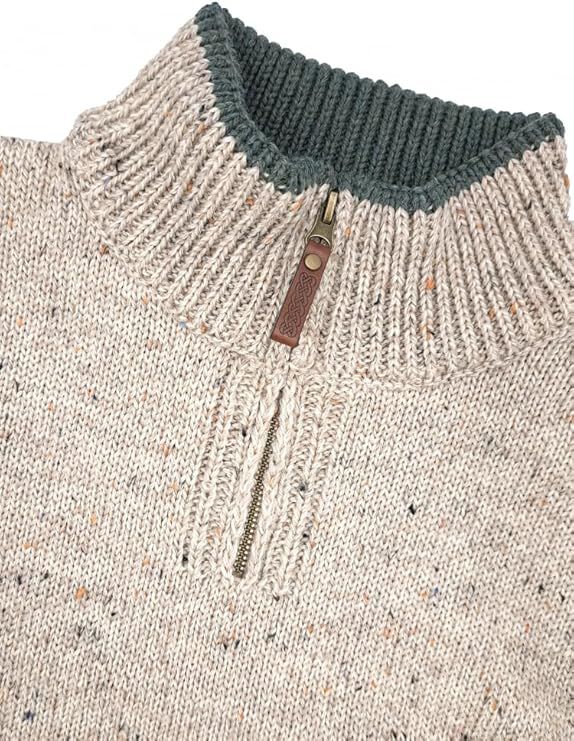 Men's Aran Quarter Zip Wool Skiddaw Jumper