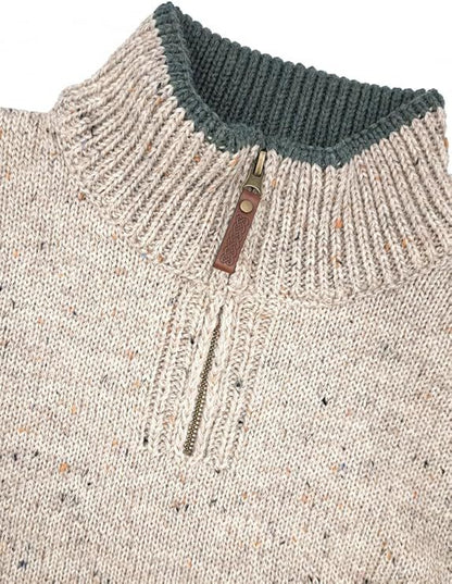 Men's Aran Quarter Zip Wool Skiddaw Jumper