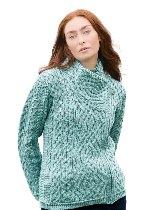 Ladies Side Zip Aran Mermaid Cardigan