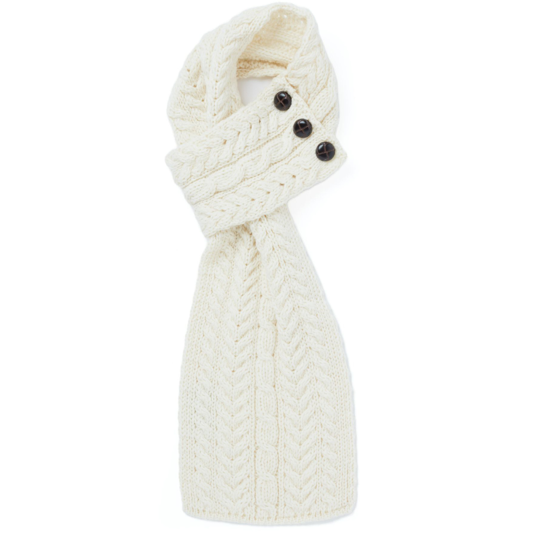 Aran Buttoned Loop Scarf Natural