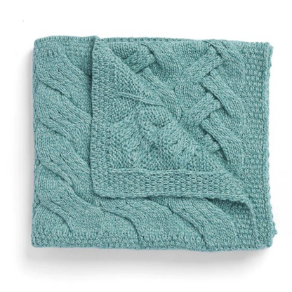 Aran Patchwork Cot Throw Teal