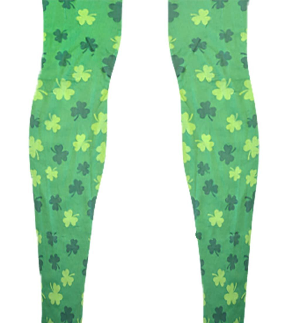 Luck Of The Irish Greened Tights With Mini Green Shamrock's Design