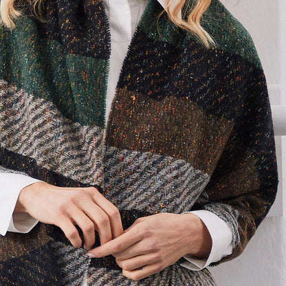 Ladies Green Black & Grey Twill Stripe Scarf