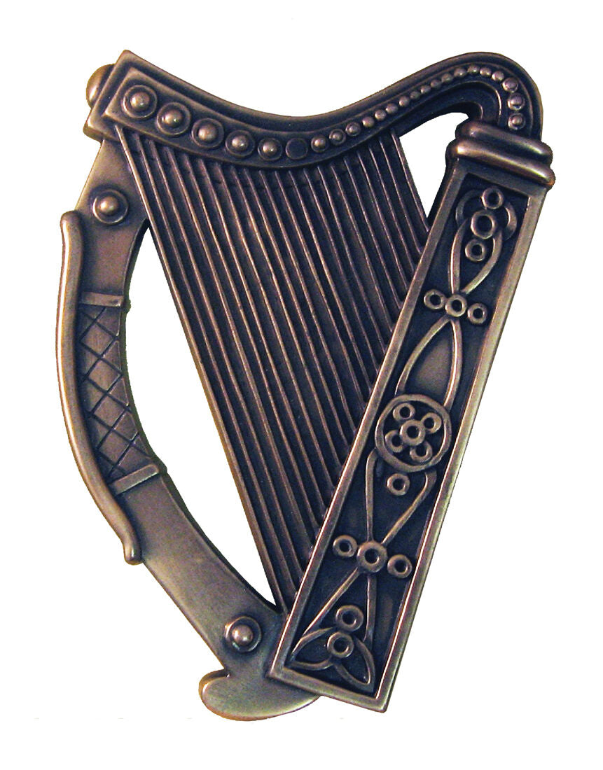 Bronze Plated Wall Plaque With Irish Harp Design 16cm X 13cm 