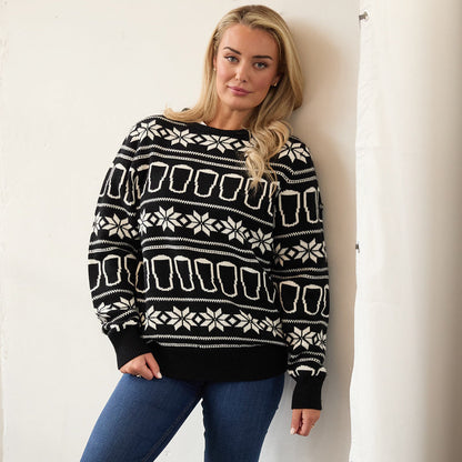 Guinness Pint Black & Cream Christmas Style Sweater