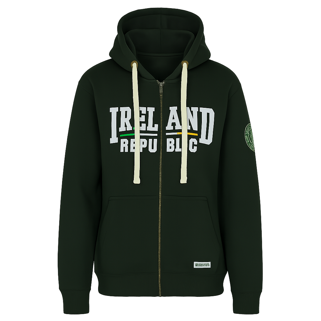 Kids Ireland Flag Green Zipper Hoodie