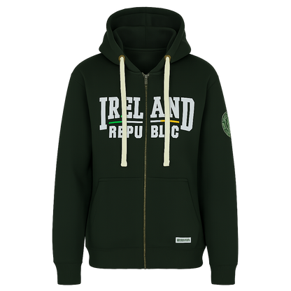 Kids Ireland Flag Green Zipper Hoodie