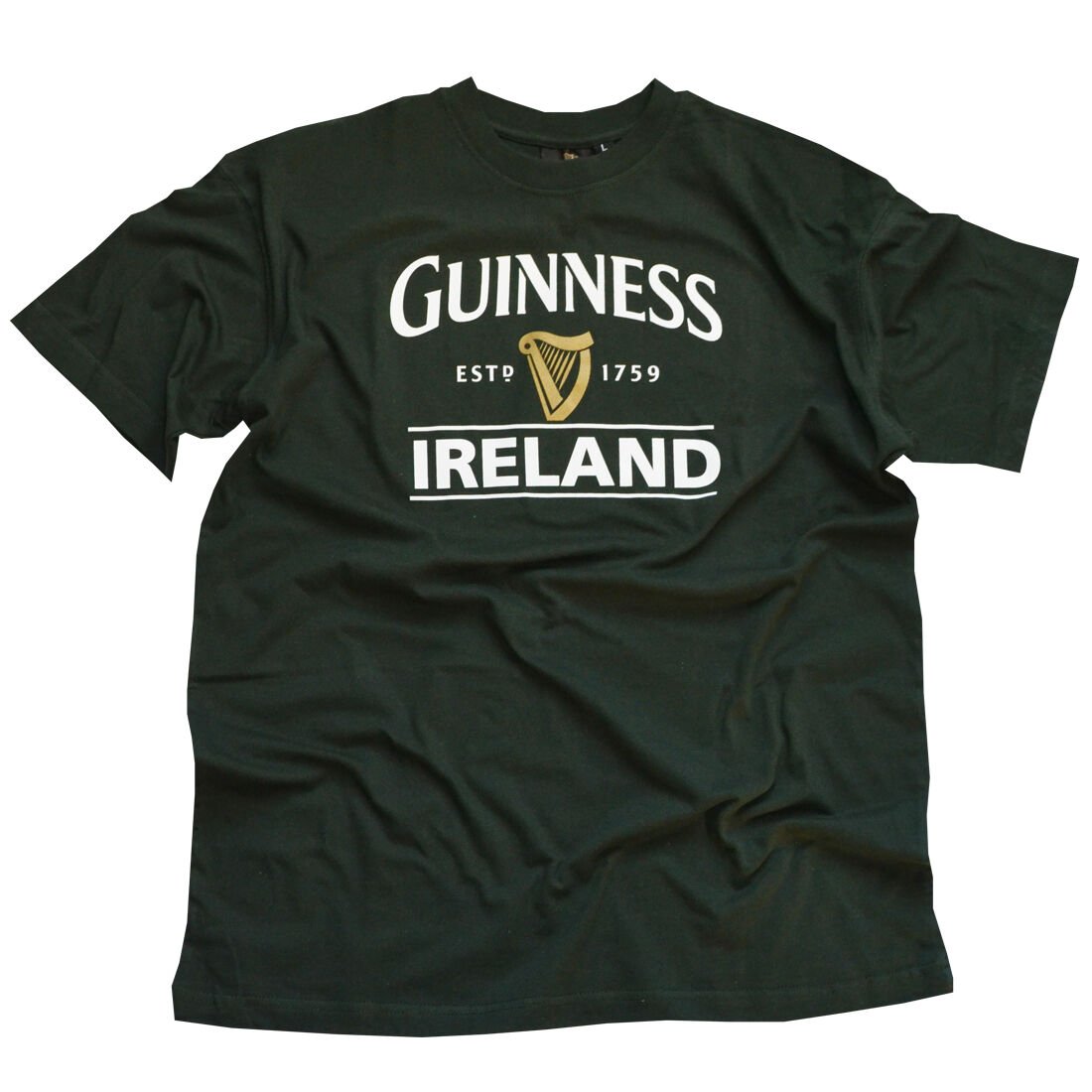 Guinness Ireland Est. 1759 With Gold Harp Bottle Green T-shirt