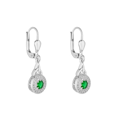 Cluster Green CZ Trinity Knot Drop Earrings