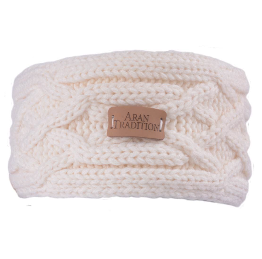 Aran Knitted Traditional Patterns Headband Cream