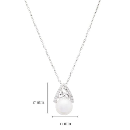 Platinum Plated Intricate Pearl Trinity Knot Pendant