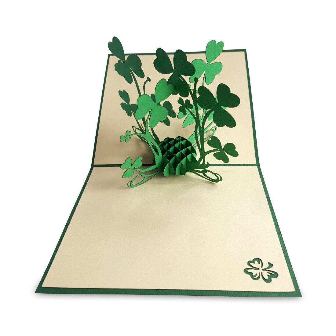 Pop-up Card With A Bunch Of Green Shamrocks Design 