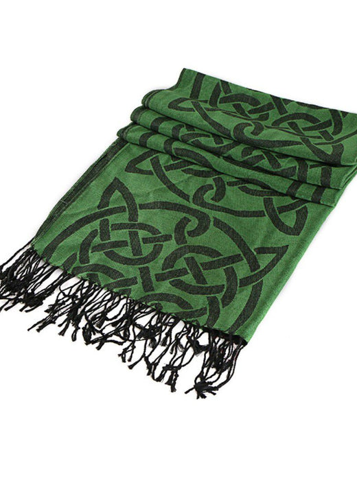 Celtic Knotwork Pashmina Scarf Dark Green