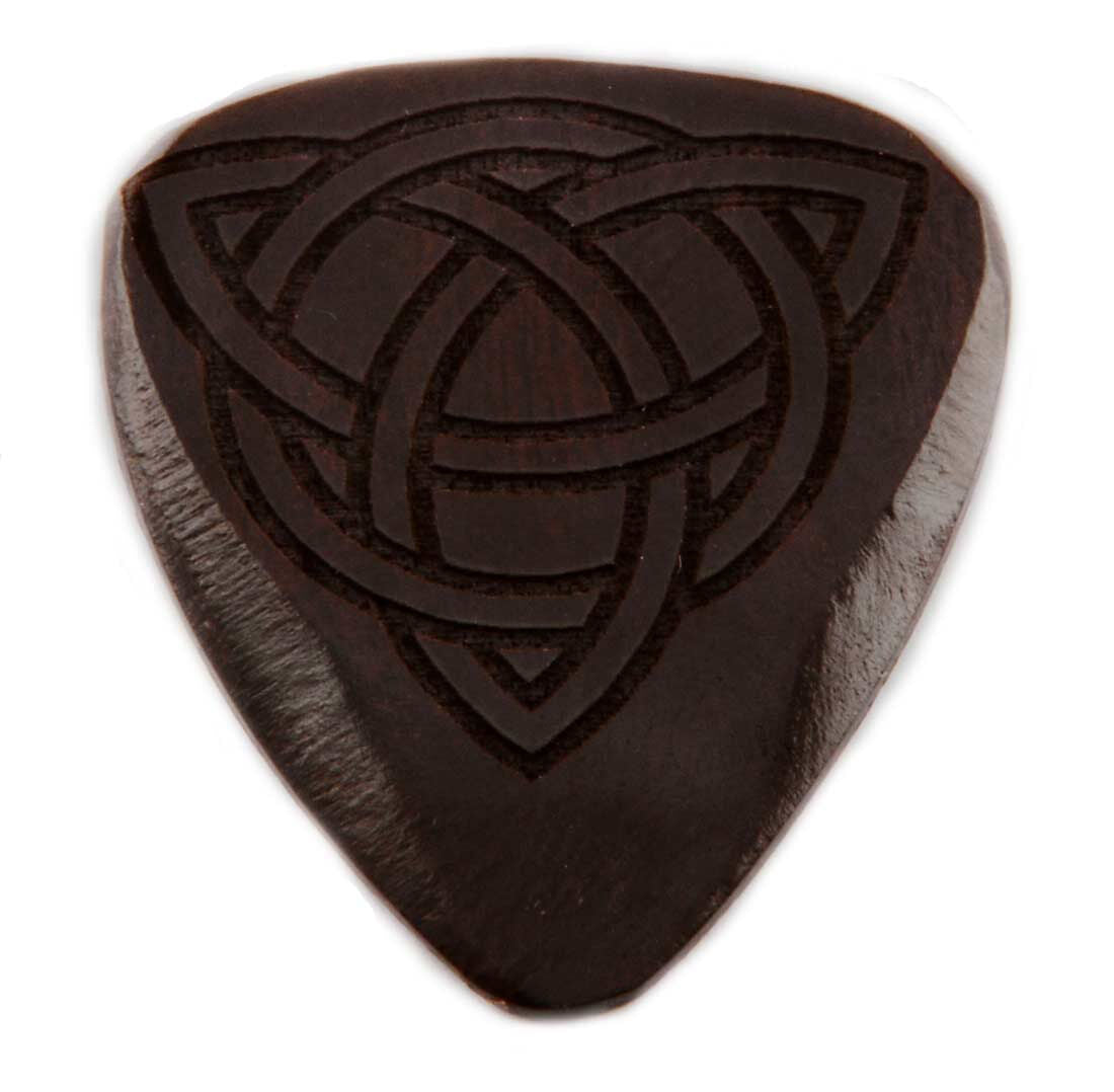 Black Wooden Guitar Pick With Celtic Knot Design