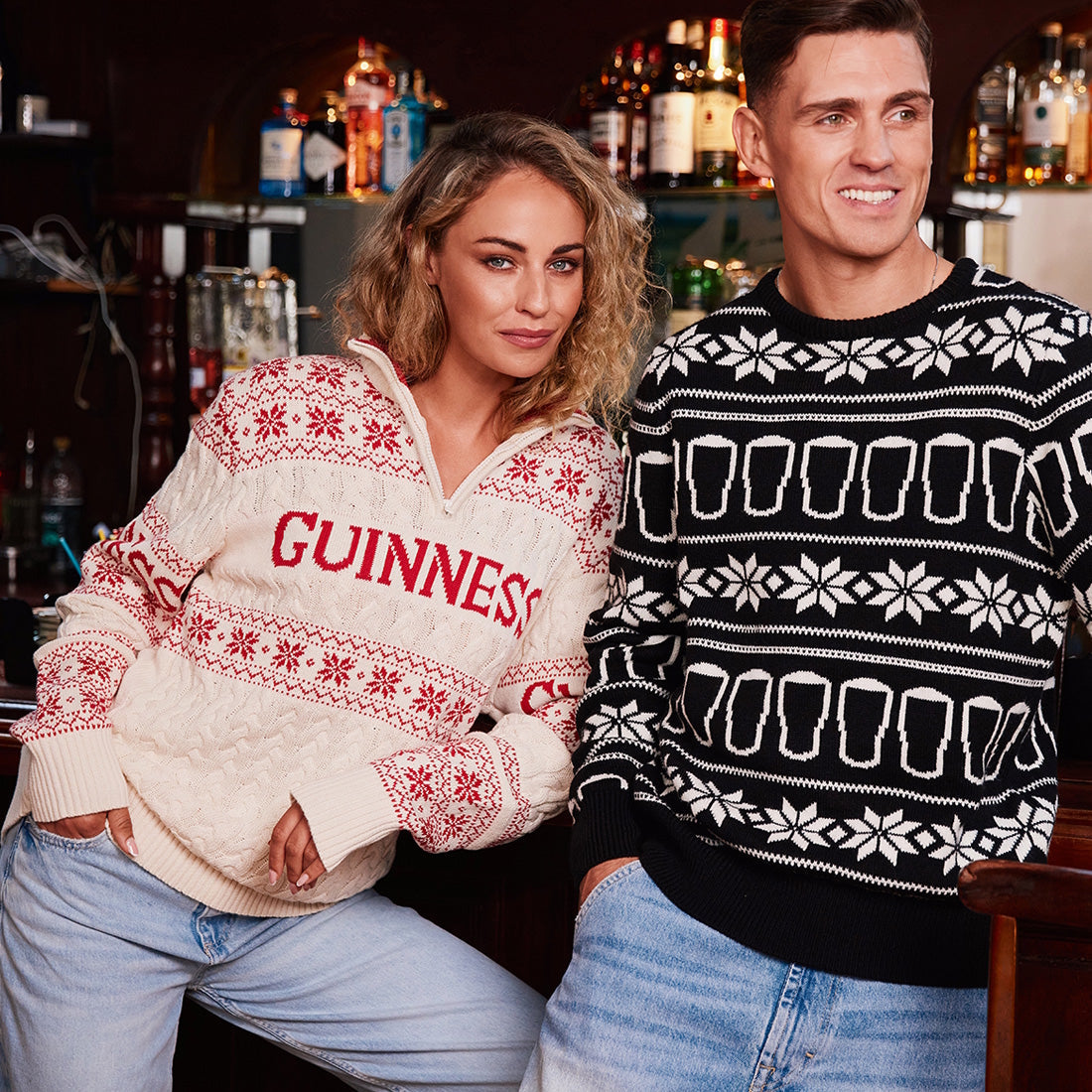 Guinness Pint Black & Cream Christmas Style Sweater
