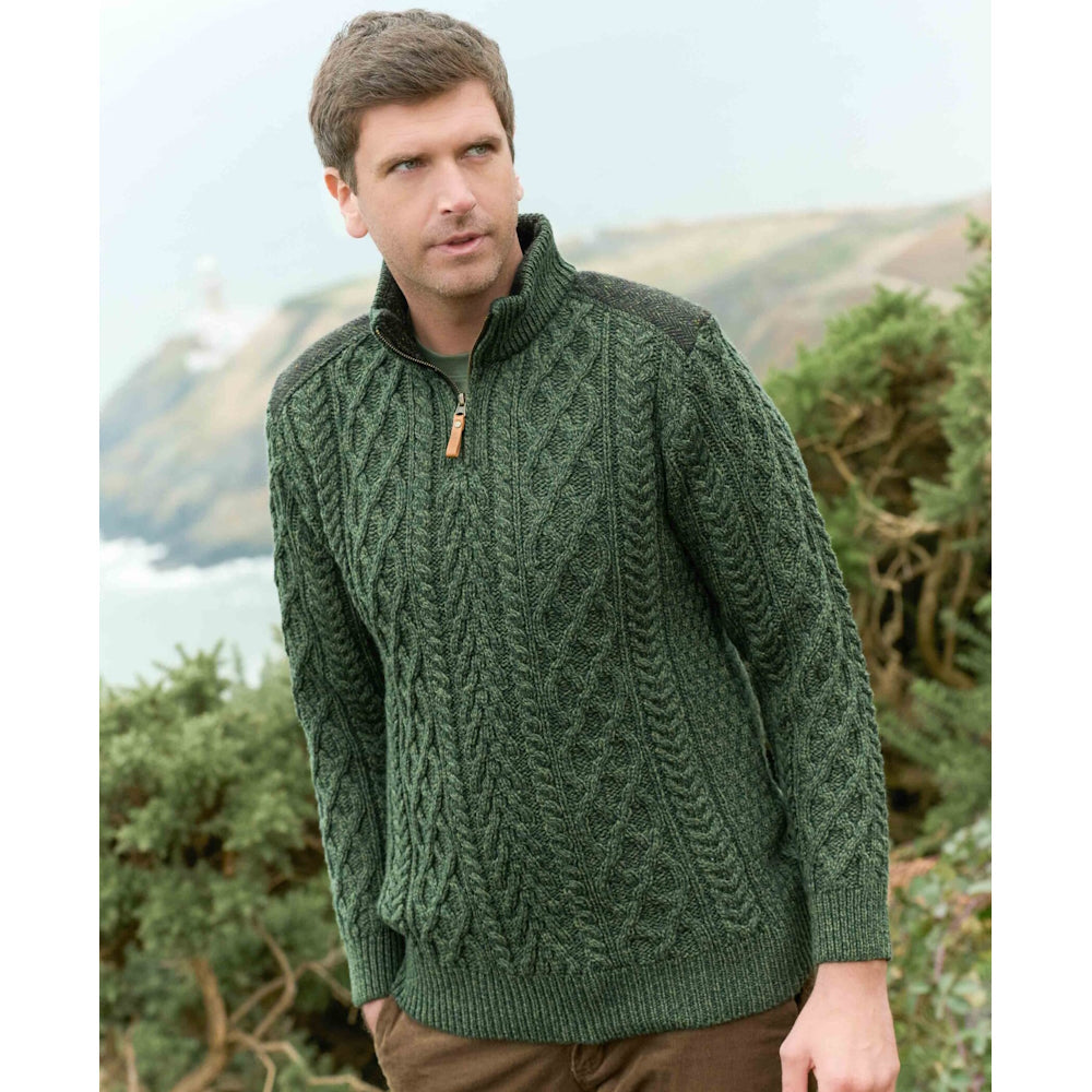 Men's Curracloe Half Zip Aran Sweater