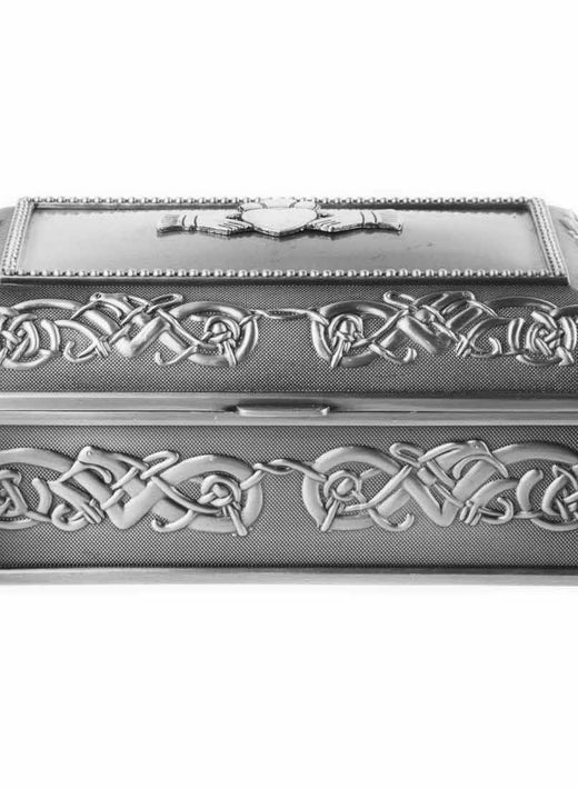 Pewter Jewellery Box Claddagh Pattern Small