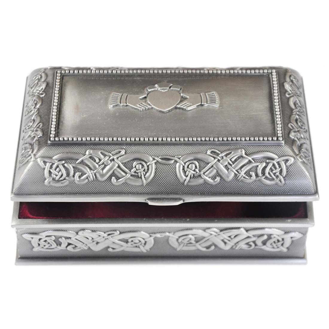 Pewter Jewellery Box Claddagh Pattern Medium