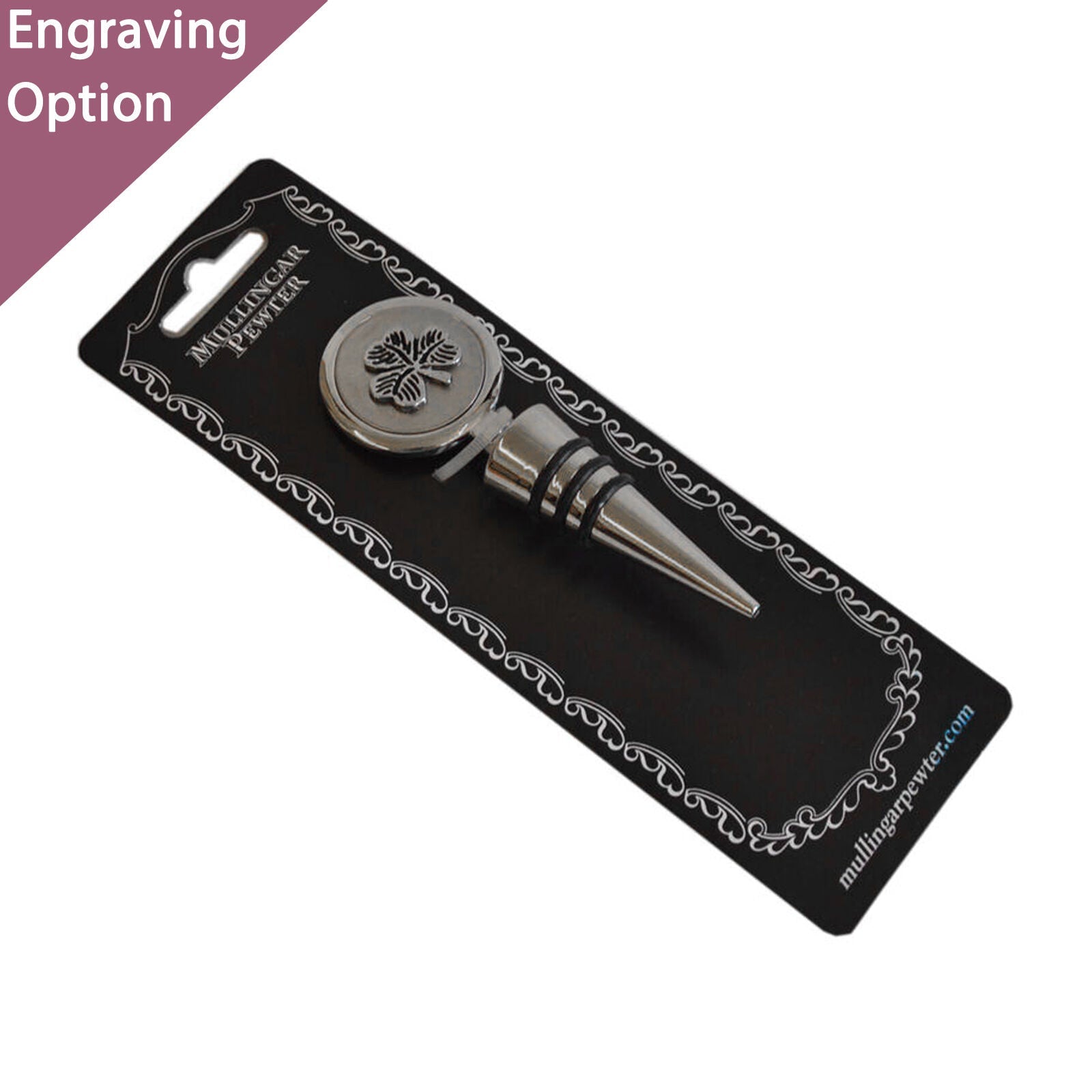 Mullingar Pewter Wine Stopper Shamrock Design