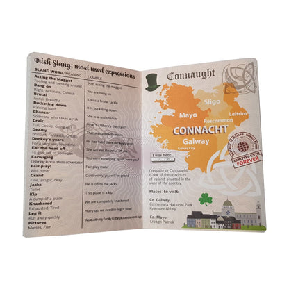 Funny Irish Tourist Passport With Irish Landmarks Phrases & Symbols