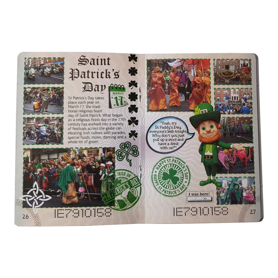 Funny Irish Tourist Passport With Irish Landmarks Phrases & Symbols