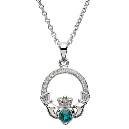 Shanore Claddagh May Green Crystal Birthstone Necklace