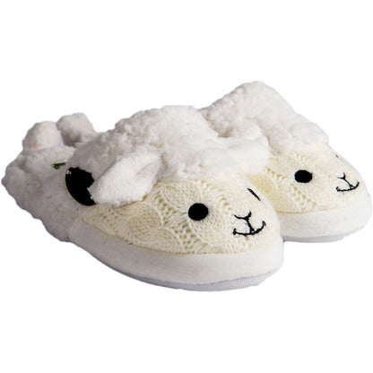 Aran Woollen Mills Fluffy Adult Slip On Slipper With Sheep Design