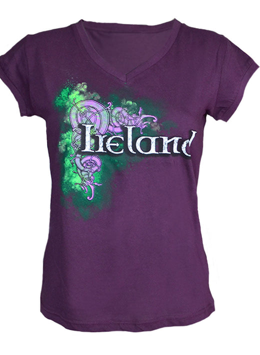 Ladies Ireland Celtic Design V-Neck T-Shirt