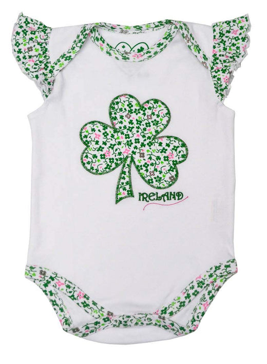 Baby Vest With Shamrock & Flowers Design White
