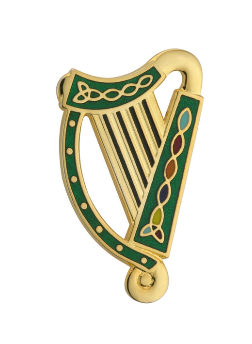Gold Plated Harp Design Tara Brooch