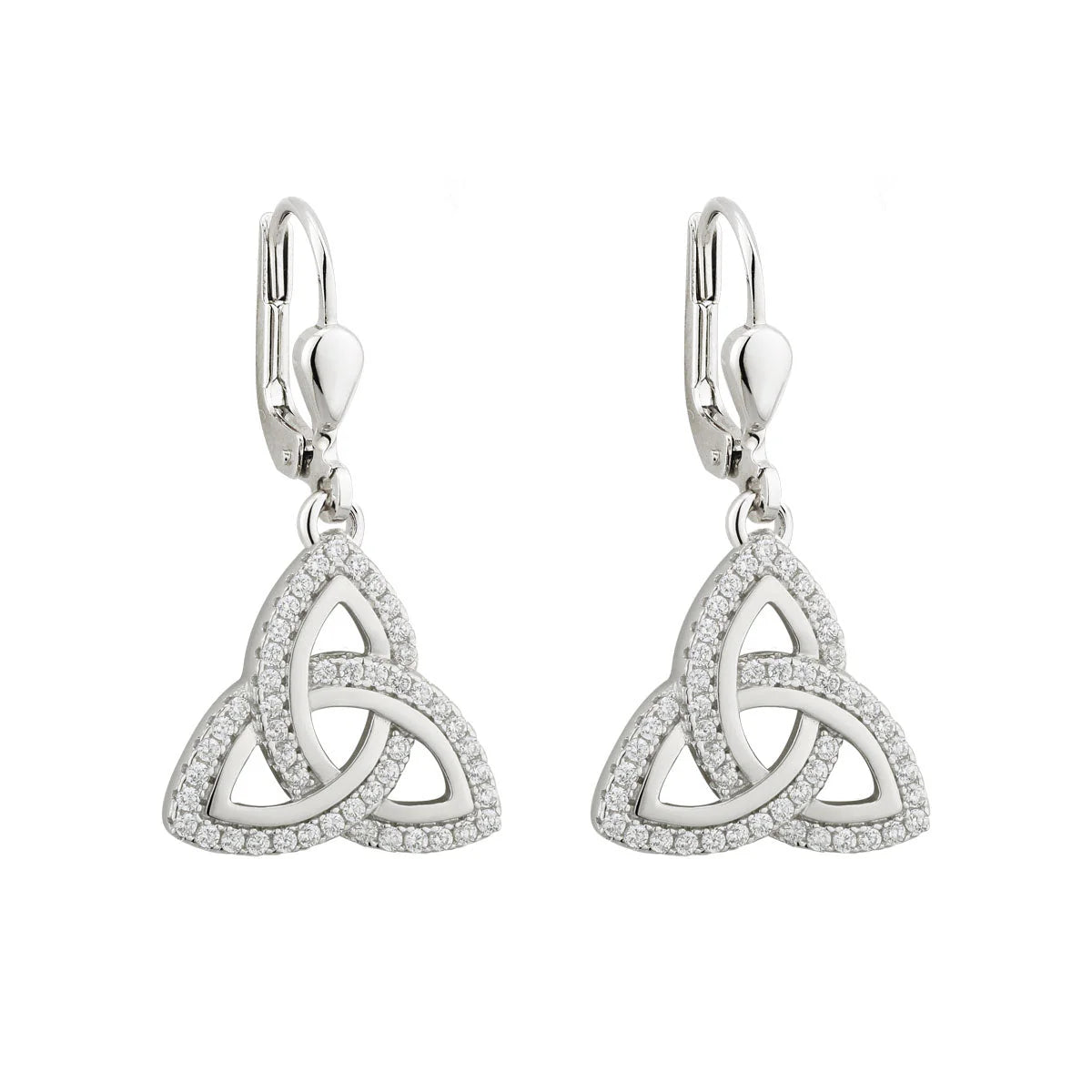 Silver CZ Trinity Knot Earrings